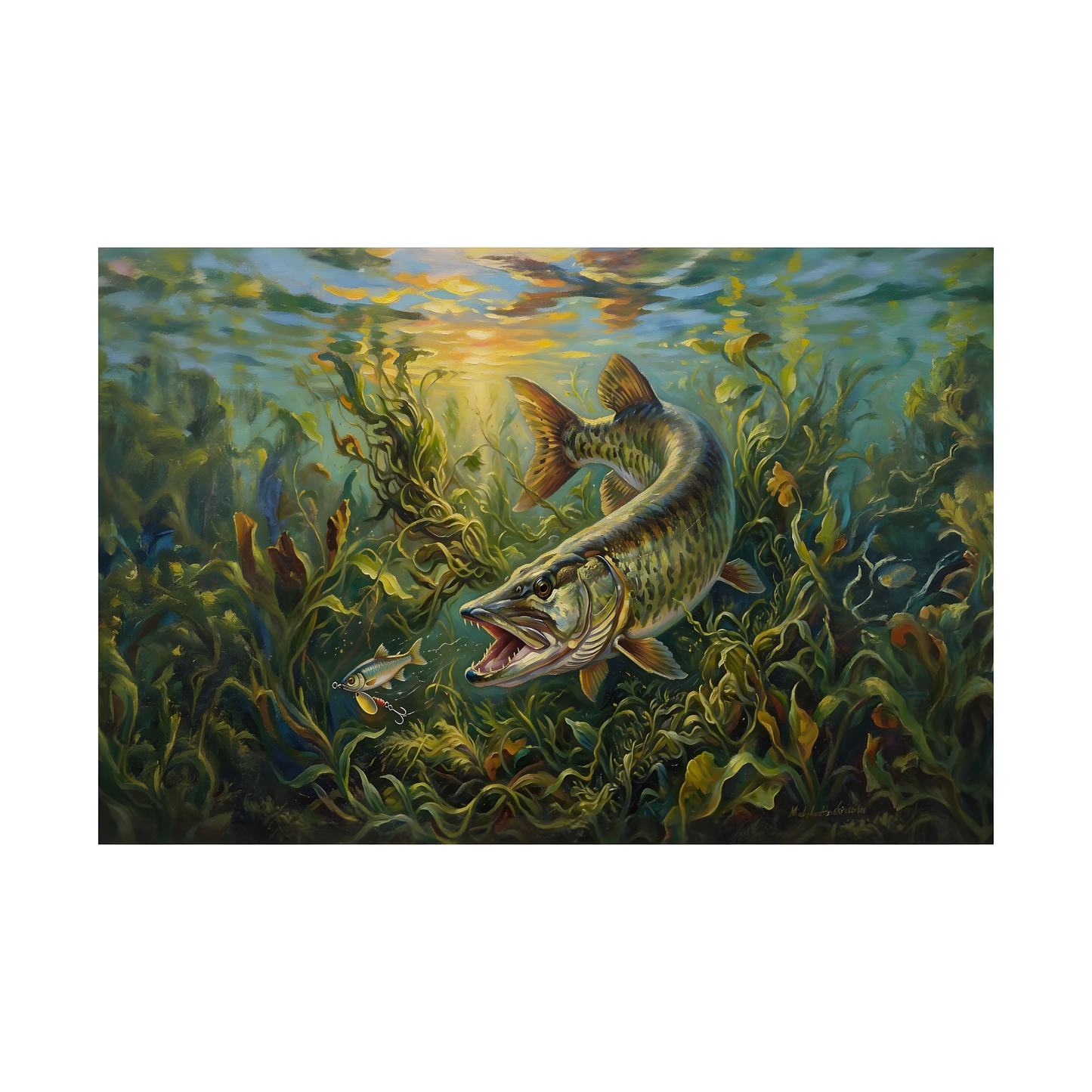 Underwater Muskellunge (Esox masquinongy) Art Poster — Fishing Wall Decor