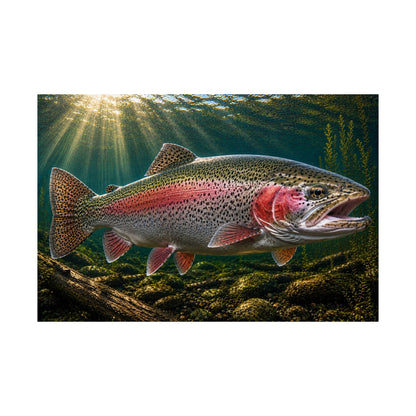 Rainbow Trout (Oncorhynchus mykiss) in a Mountain Stream — Matte Horizontal Wall Art for Anglers