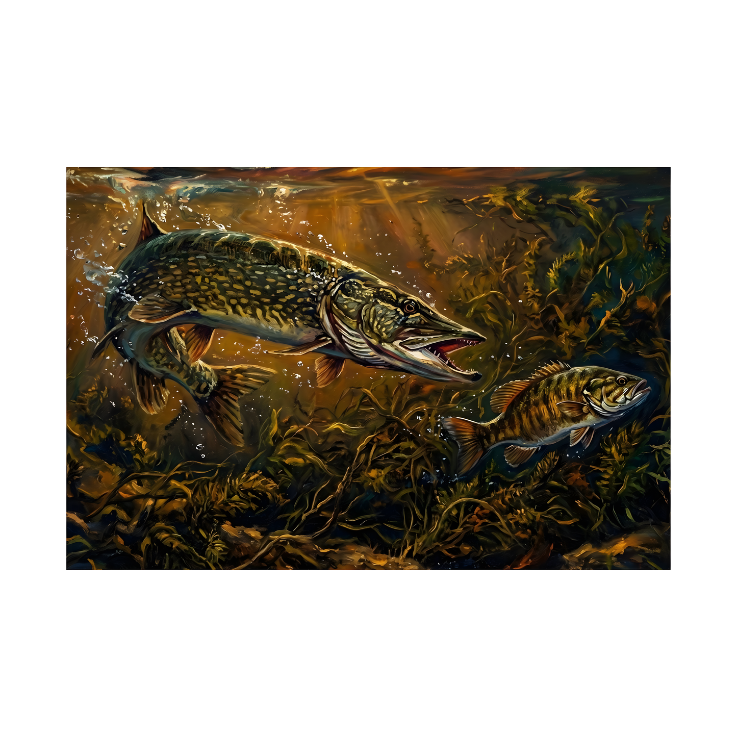 Northern Pike (Esox lucius) in Deep Water — Matte Horizontal Wall Art